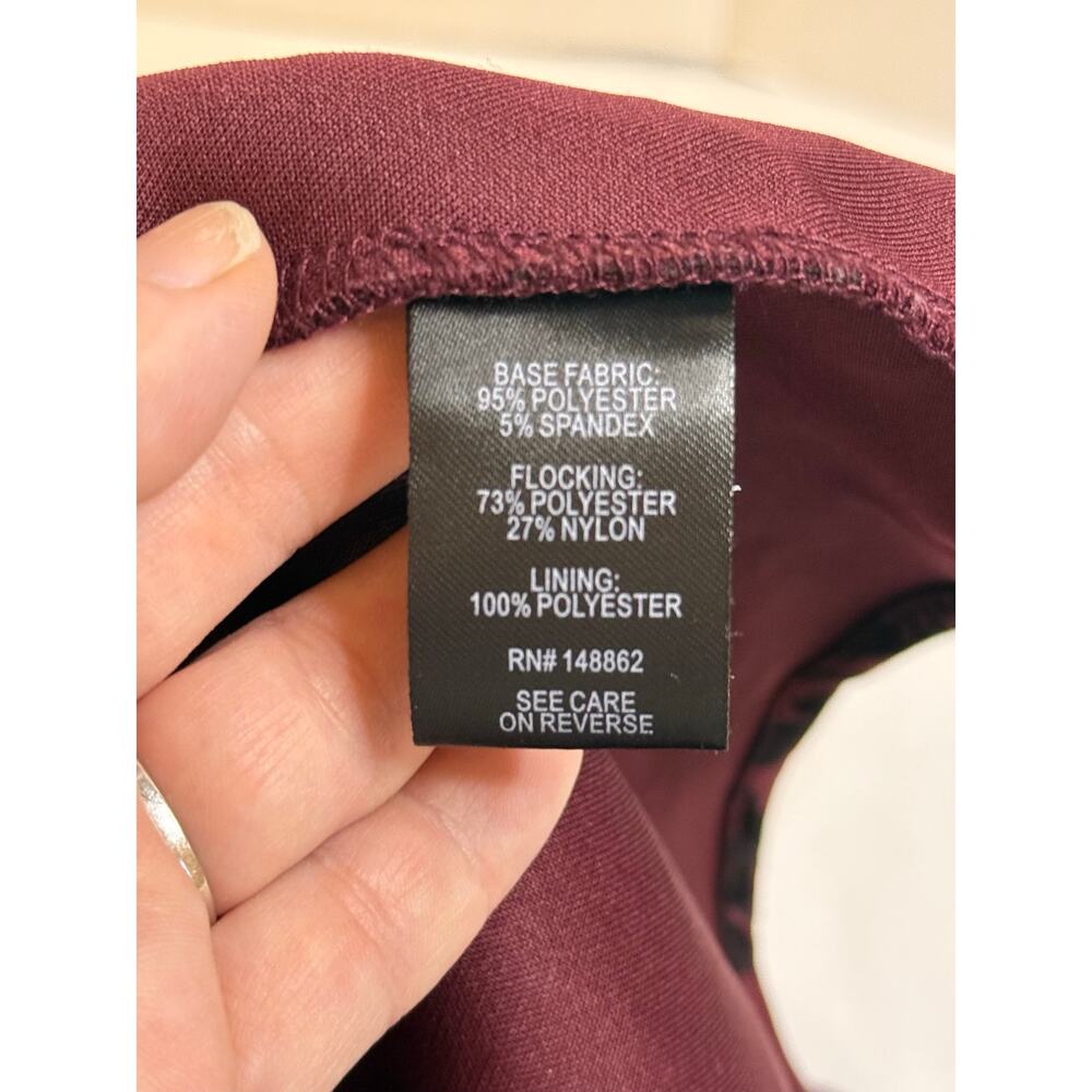 Torrid Burgundy Flocked Floral Skater Dress 20 - Picture 7 of 8